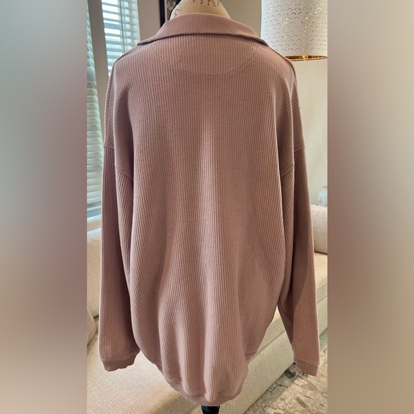 aerie Beyond Oversized Light Pink Quarter Zip Size Small 100% Cotton - Picture 3 of 16